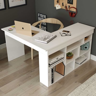 Op creativiteit geïnspireerd bureau | 100% melamine | Wit 129x72x120cm Op creativiteit geïnspireerd bureau | 100% melamine | Wit 129x72x120cm