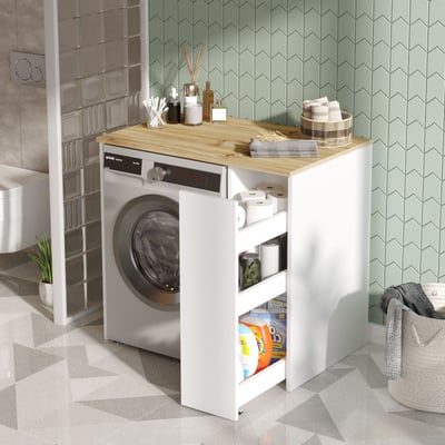 SA1 Badkamerkast | 100% MELAMINE | Walnoot, Wit