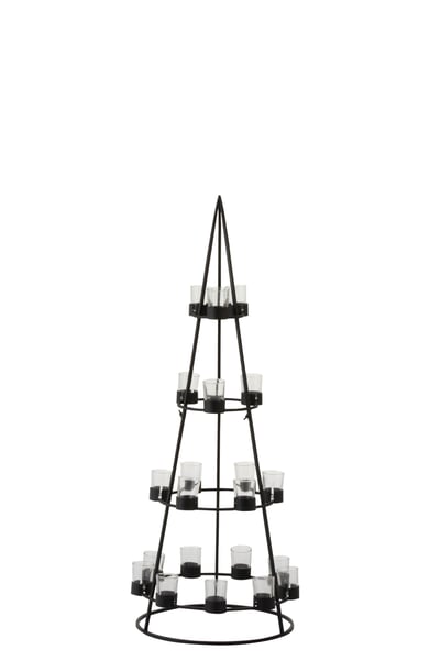 Boom 21 theelichthouders metaal/glas zwart Boom 21 theelichthouders metaal/glas zwart