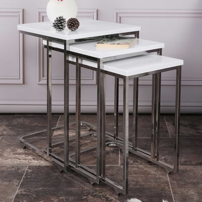 3-delige Woody Fashion Nesting Table Set in Wit 3-delige Woody Fashion Nesting Table Set in Wit
