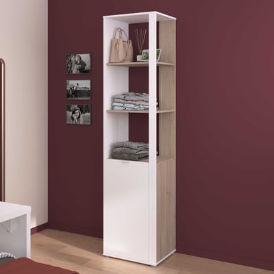 Kolomkast Hardy - 50x40x204cm - wit/eikdecor Kolomkast Hardy - 50x40x204cm - wit/eikdecor