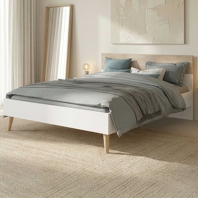 Tweepersoonsbed Hardy 160x200 - wit/eik 