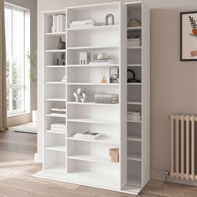 Boekenkast Bento - 117x44x179cm - met schuifdeel - wit