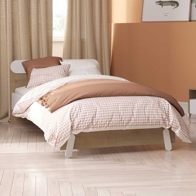 Eenpersoonsbed Naili | 204,8 x 97,4 x 67 cm | Bruin-wit
