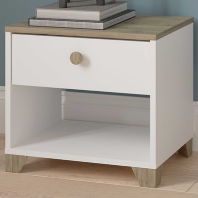 Nachtkastje Liva-Kronberg eik/mat wit