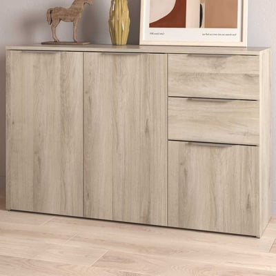 Dressoir Spectre - 119x37x78cm - 3 deuren & 2 lades - eikdecor