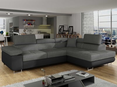 Hoekzetel Olmo | 275 x 202 x 90 cm | Grijs-zwart