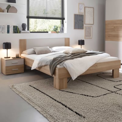 Tweepersoonsbed Bionda - 160x200cm - incl 2 nachtkastjes - eikdecor/beige