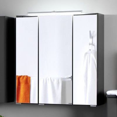 Spiegelkast Bobbi 60cm model 2 3 deuren & ledverlichting - grafiet