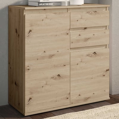 Commode Brest - 80x35x84cm - 2 deuren & 2 lades - eikdecor