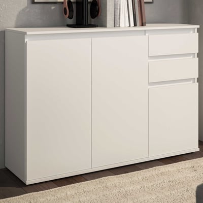 Dressoir Brest - 119x35x84cm - 3 deuren & 2 lades - wit