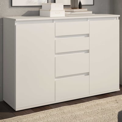 Dressoir Brest - 119x35x84cm - 2 deuren & 4 lades - wit