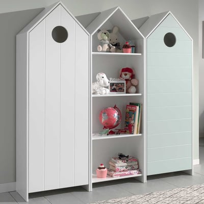 2 Kledingkasten + boekenkast Casami - muntgroen/wit