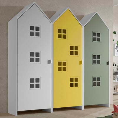 3-delige kledingkast Casami Bruges - 173x37x172 cm - Geel/groen/wit
