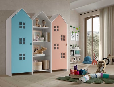 3-delige kledingkast Casami Bruges - 173x37x172 cm - Blauw/roze 3-delige kledingkast Casami Bruges - 173x37x172 cm - Blauw/roze