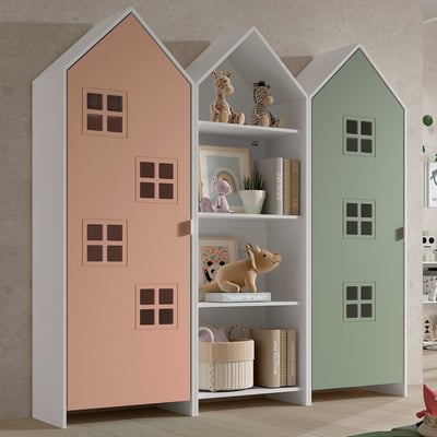3-delige kledingkast Casami Bruges - 173x37x172 cm - Roze/groen 3-delige kledingkast Casami Bruges - 173x37x172 cm - Roze/groen