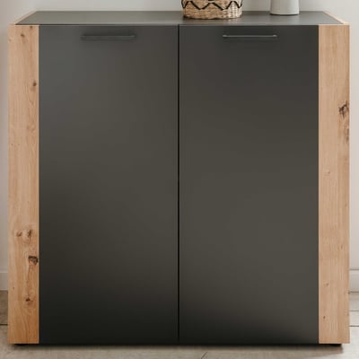 Commode Cento - 89x34x85cm - 2 deuren - antraciet/artisan eikdecor