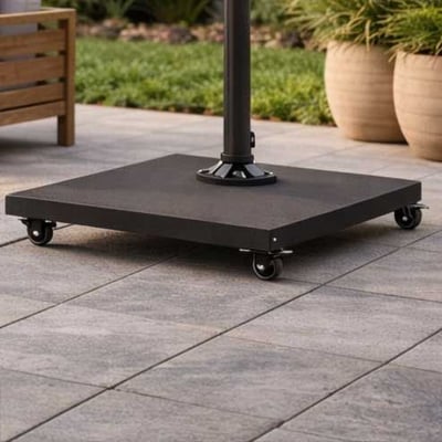 Parasolvoet Miami - met wieltjes - graniet - donkergrijs