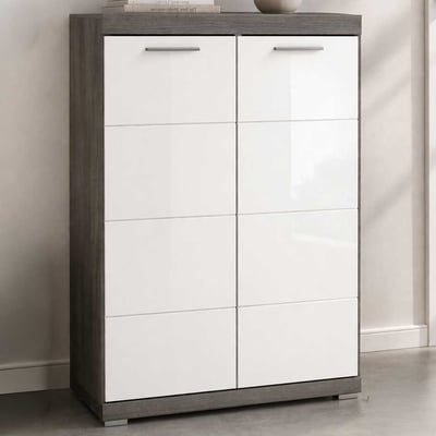 Schoenenkast Scout Xonox - 90x120x37 cm - Smoky Silver & Wit Hoogglans