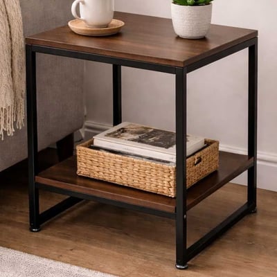 Bijzettafeltje Nik - 40x40x50cm - zwart/walnoot