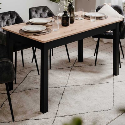 Verlengbare eettafel Coburg 140/180 x 80cm - eikdecor/zwart