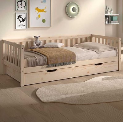 Kajuitbed Dallas - 90x200cm - met bedlade - massief dennenhout