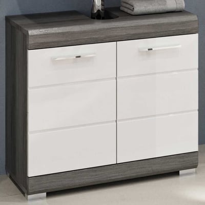 Badmeubel Scout Xonox - Smoke Silver & Hoogglans Wit - 60x56x34 cm