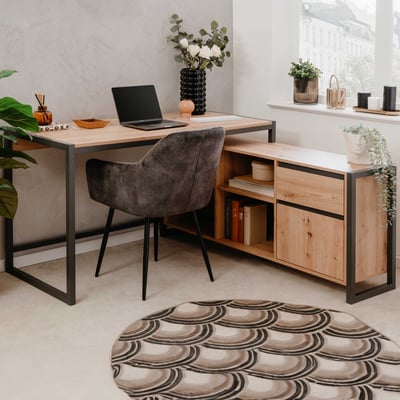 Hoekbureau Dailana-artisanale eik/antraciet