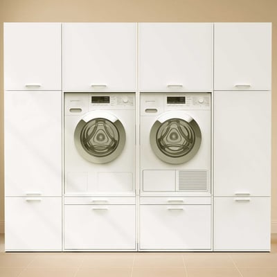 Kasten voor wasruimte Linea - 233x67x200cm - 8 deuren & 2 lades - wit