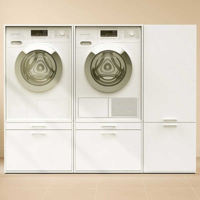 Kasten voor wasruimte Linea - 183x67x142cm - 2 deuren & 2 lades - wit