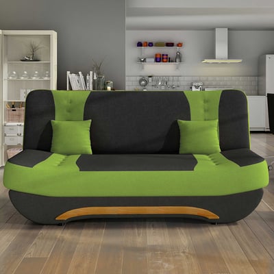 Driezitzetel Ivanović | 182 x 90 x 88 cm | Met bedfunctie | Groen-zwart