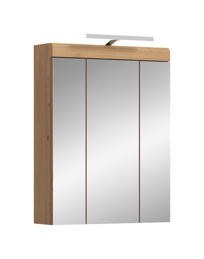 Spiegelkast Scout Xonox met verlichting - 60x79x18 cm - Saliegroen & Artisan Eik