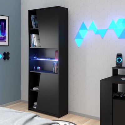 Gaming boekenkast 67cm met ledstrip - zwart Gaming boekenkast 67cm met ledstrip - zwart