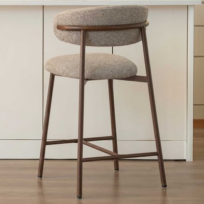 Counterstoel Nora - 51x53x95cm - metaal - greige/walnoot