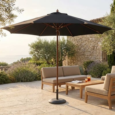 Parasol Joplin - Ø350cm - teakhout/zwart