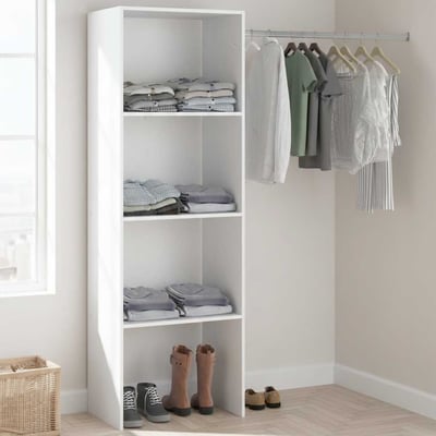 Kledingkast Botan B - 160cm, 3 legplanken & 1 kledingroede - wit
