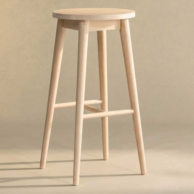 Barstoel Mollösand - Rubberhout - 36x75x36 cm - Wit gelakt