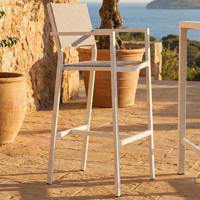 Barstoel Arianne aluminium en textileen - wit/lichtgrijs