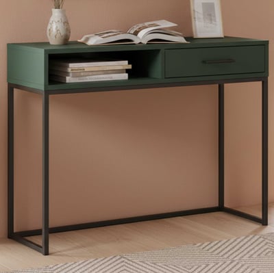Make-uptafel Lisanne 107cm 1 lade - donkergroen 