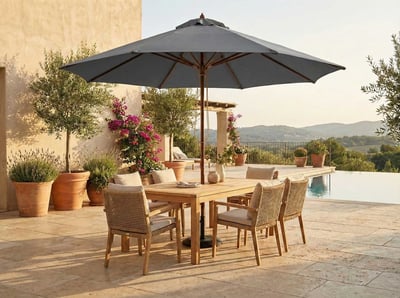 Parasol Joplin - Ø350cm - teakhout/grijs