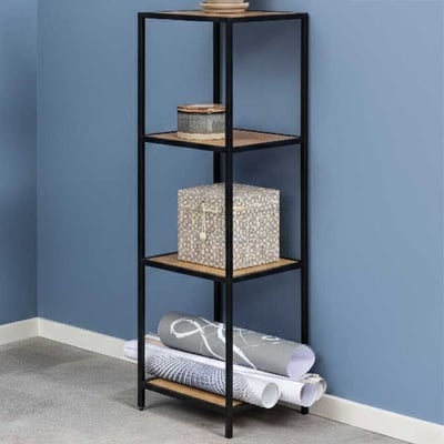 Rek Dover 37cm, 3 legplanken - zwart/wilde eik