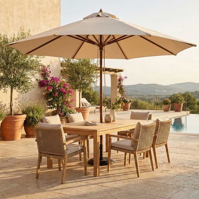 Parasol Joplin - Ø350cm - teakhout/ecru