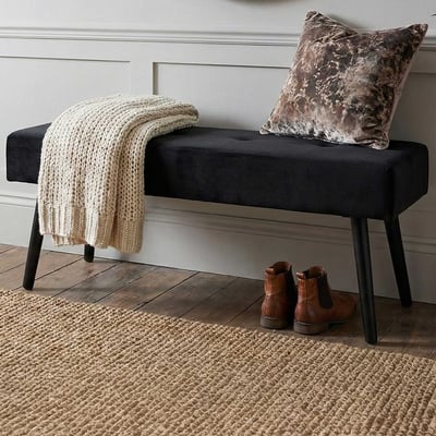 Zwart fluwelen Skiby Bank - 100x35x44 cm