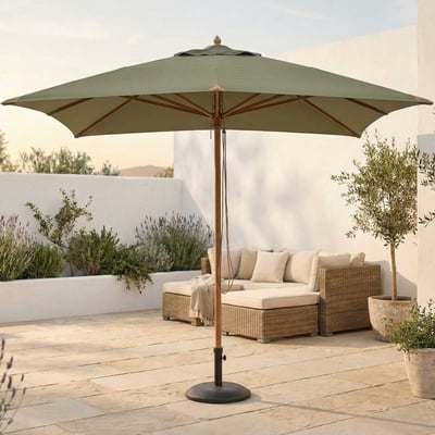 Parasol Joplin - 300x300cm - teakhout/groen