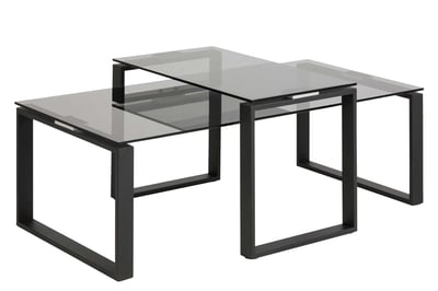 Set van 2 salontafels Nicola met glazen blad - zwart