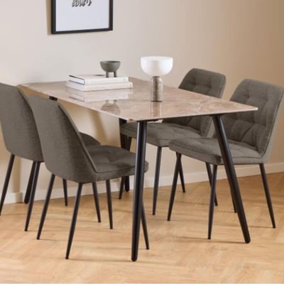 Rechthoekige eettafel Wicklow - 140x80x75cm - keramiek - bruin
