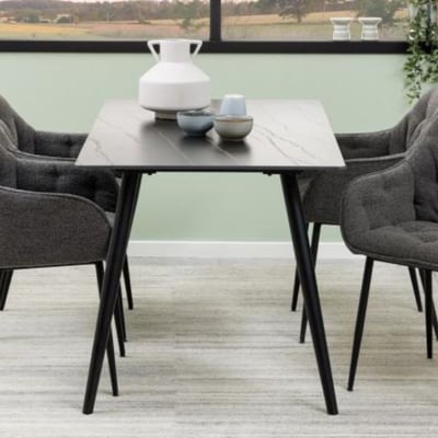 Rechthoekige eettafel Wicklow - 140x80x75cm - keramiek - zwart marmer