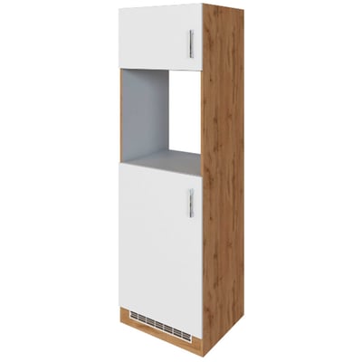 Keukenkast voor koelkast en oven Sorrella 2 deuren - wit/eik Keukenkast voor koelkast en oven Sorrella 2 deuren - wit/eik