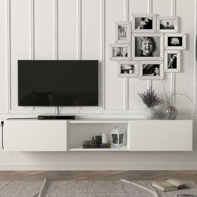 Tv-meubel Hilary - 180x31x29cm - 2 deuren - wit