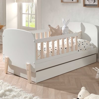 Peuterbed Kiddy 70x140cm met bedlade - wit/den Peuterbed Kiddy 70x140cm met bedlade - wit/den